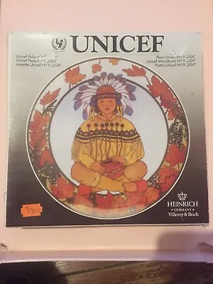 VILLEROY & BOCH HEINRICH UNICEF CHILDREN OF THE WORLD PLATE NO9 USA Box Tatty • £9.99