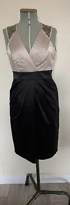 £10 • Buy Special Occasion Pencil Wiggle Dress Sequin  Sleeveless Black & Gold Size 10