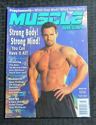 1998 March MUSCLE MEDIA Body Building Fitness Magazine FN+ 6.5 Strong Body Mind • $15.25