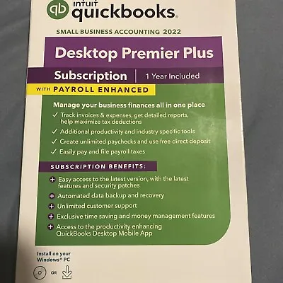 $880.99 • Buy NEW Intuit QUICKBOOKS DESKTOP PREMIER PLUS 2022 With Payroll Enhanced