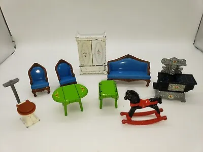The Little's Dollhouse Couch Chairs Toilet Tables Rocking Horse Stove Vtg Lot • $22.50