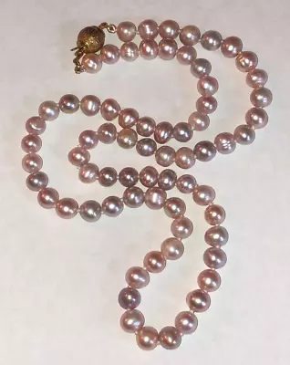 VTG Multi Color Cultured Pearl Necklace Pastel 6mm Strand Gold Pltd 17.5  6860 • $3