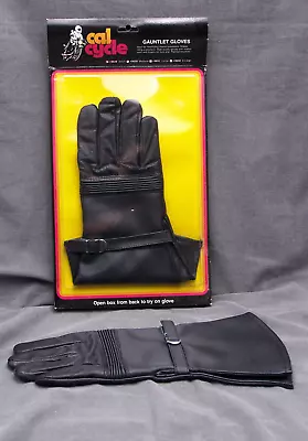 Vintage Cal Cycle Leather Gauntlet Gloves 9629 Small Motorcycle New In Box • $14.99