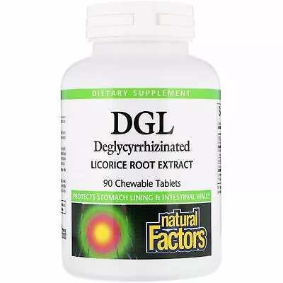 £17.45 • Buy Natural Factors, DGL, Deglycyrrhizinated Licorice Root Extract X 90 Chewable Tab