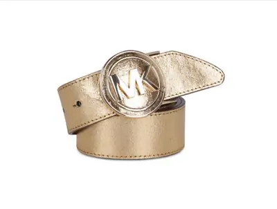 Michael Michael Kors Crackle Leather Belt Gold Size L 8156 • $17.50