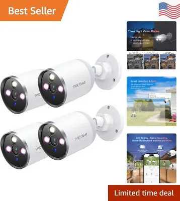 $222.29 • Buy Versatile 2K WiFi Camera Outdoor - 4 Pack - Advanced Full Color Night Vision
