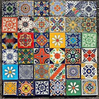 36 AUTHENTIC MEXICAN TILES Large MILAGROS MIX • £39.60