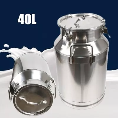 40L/10.56 Gallon Stainless Steel Milk Can - Heavy Duty Farm Milk Jug Milk Bucket • $108.31