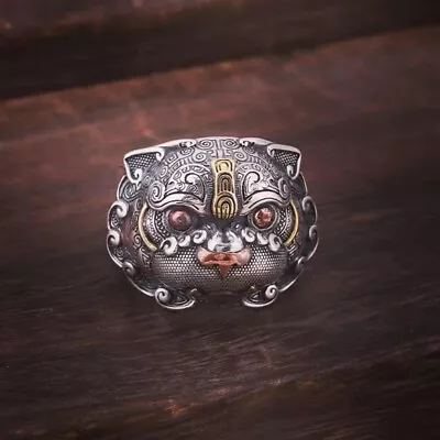 Fashion Monster Nian Mascot Retro 925 Silver Domineering Man's Ring Size 7-13 • $3.61