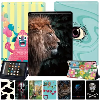 PU Leather Tablet Stand Cover Case For Amazon Fire 7/HD 8/10/HD 8 10 Plus +Pen • £7.96