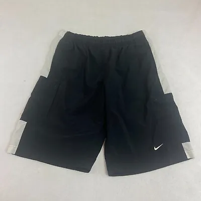 VINTAGE Nike Shorts Mens Large Black White Elastic Waist Basketball Athletic • $14.99