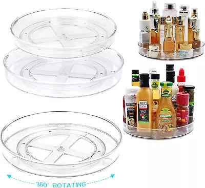 2/4Pcs Lazy Susan Turntable Organiser Cupboard Kitchen Spice Rack Fridge Storage • £5.99