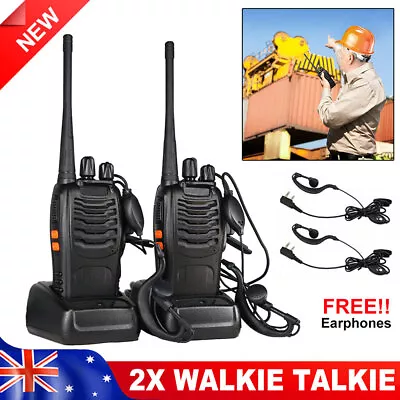 $37.95 • Buy 2x Walkie Talkie BF-888S 2Way Radio 16 Channel With Headset Rechargeable Battery