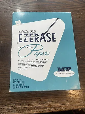 Millers Falls Ezerase Typewriter Paper 16lb Bond 100 Sheets 8 1/2x11 • $19.95