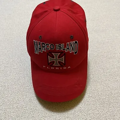 Marco Island Florida Adjustable Baseball Hat Red Gray And Black With Name • $6.99