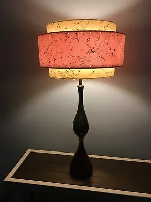 Mid Century Vintage Style 3 Tier Fiberglass Lamp Shade Modern Pink Ivory • $145