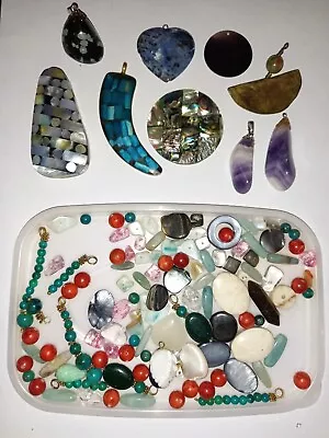 Mother Of Pearl Crystal Gemstone & Abalone Beads And Pendants Bundle Joblot • £18