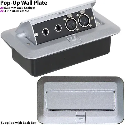 PRO 2 Gang Pop Up Wall Floor Plate & Back Box 2x 6.35mm & 2x XLR Female Outlet • £54.49