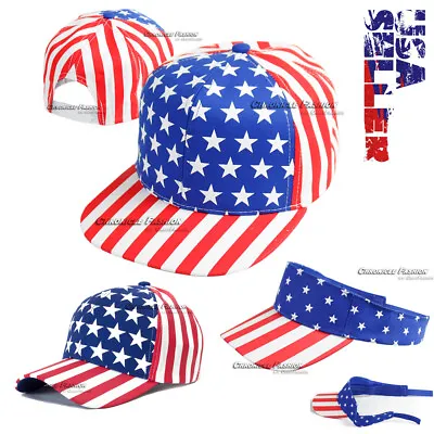 USA Baseball Cap American Flag Hat Snapback Adjustable Patriotic Flat Blank Men • $9.95