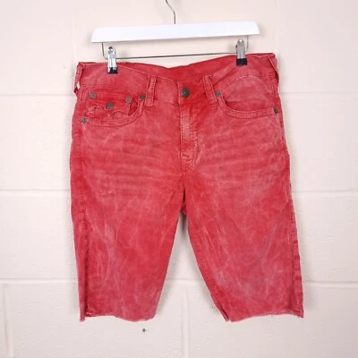 £34.90 • Buy TRUE RELIGION Ricky Shorts Mens 33 Corudroy Bright Red Raw Hem