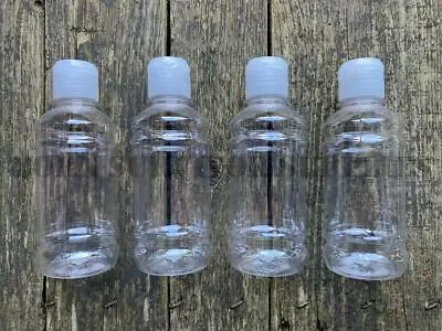 EMPTY CLEAR PLASTIC FLIP TOP BOTTLES 220ml Travel Bottle Container Lid PET 200ml • £5.99