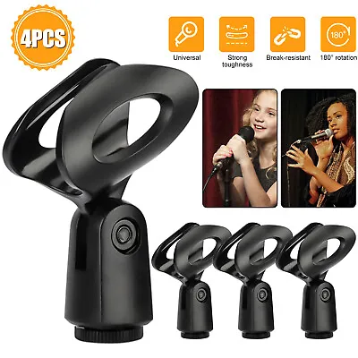 4Pcs Universal Nut Adapter Microphone Clip Clamp Holder For All Mic Stand Black • $8.98