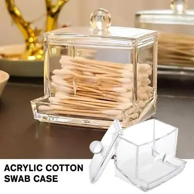 Clear Acrylic Cotton Pad Swab Q-tip Storage Bud Holder Box Makeup Cosmetic U7 • $13.47