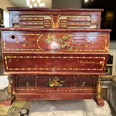 Rare Vintage Wood Verbena By Reig Toy Barrel  Piano Organ Grinder Spain • $125