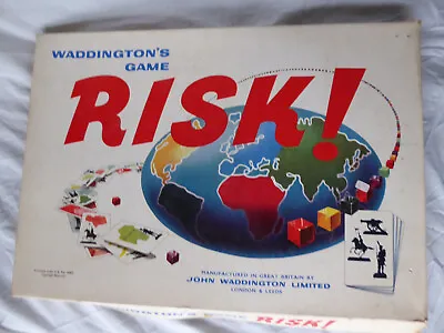 Vintage RISK Strategy War Game By Waddingtons Large White Box 1960's Edition • £14.99