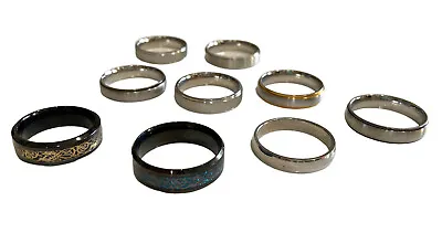 Costume Estate Jewelry 9 Piece Large Men's Ring Bands Sizes Between 8-12 • $19.99