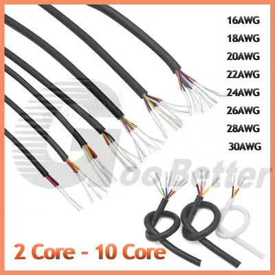 Flexible Multicore Cable 2Core-10Core AWG Black White Signal Power Data Car Wire • $2.59