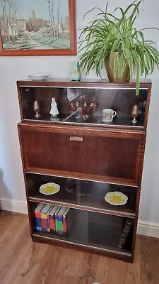 Antique Vintage MINTY Bookcase Bureau Oak Library Cabinet 1940s Laptop Desk • £195