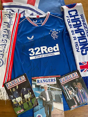£555 • Buy Glasgow Rangers FC Signed Shirt & Collectible Bundle, 20/21 League Winners