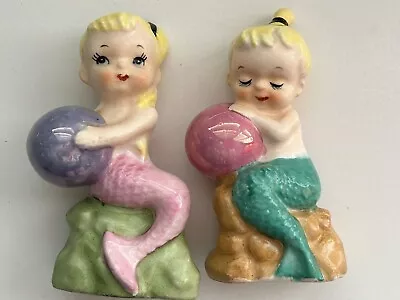 Vintage Norcrest Mermaid Salt & Pepper Shakers Japan H-422 Pair   • $62.99