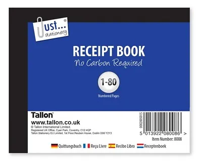 4 Packs Half Size Receipt Book NCR Carbonless 1-80 Numbered Pages Duplicate Pad • £9.89