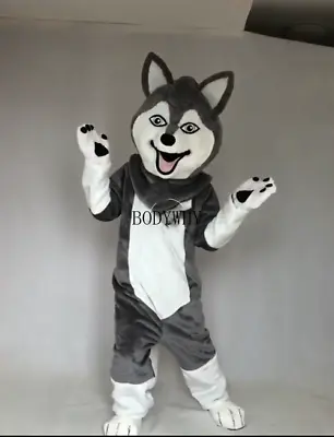 Grey Wolf Dog Mascot Costume Suits Cosplay Party Dress Outfits Carnival Fursuit • $762.17