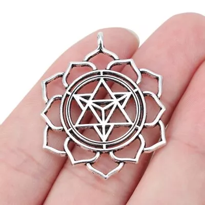 10 X Tibetan Silver Merkaba Meditation Charms Pendants For Jewellery Making • £4.79