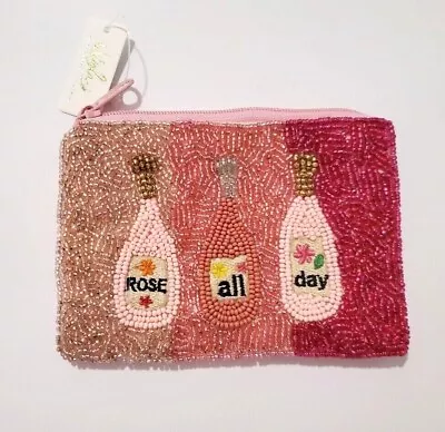 Seed Beaded Coin Purse Pouch Handmade Coin Bags - Rose All Day • $13.90