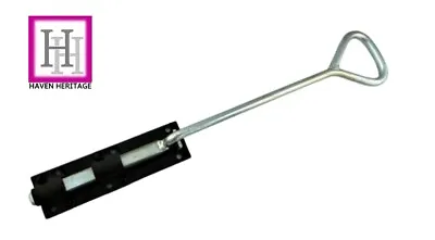 BOW HANDLE 24  Drop Down Bolts Galvanised Black Gate Garage Door Heavy Duty • £14.99