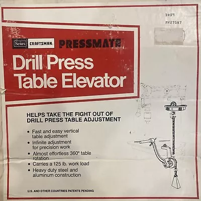 Vintage Craftsman Pressmate Drill Press Table Elevator Lifter  NOS 1982  Sears • $499