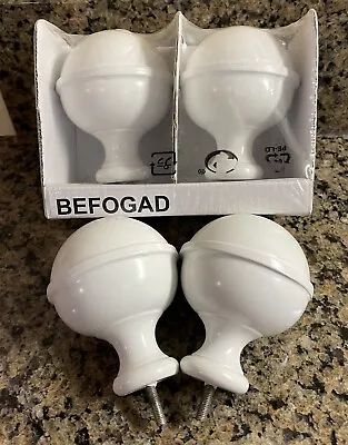 Ikea BEFOGAD 2 Pair Metal Spherical Finials For Curtain Rods White NEW • $27.85