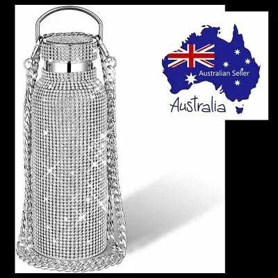 $34.99 • Buy Bling Rhinestone Shiney Stainless Steel Thermos Water Bottle, Chain, Gift, Sport