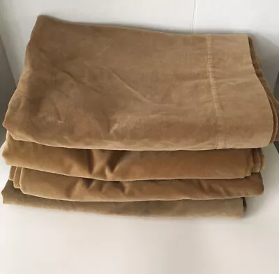 $199 • Buy Set Of 4 Pottery Barn Velvet Curtains Camel Brown/Tan 48”x 84”