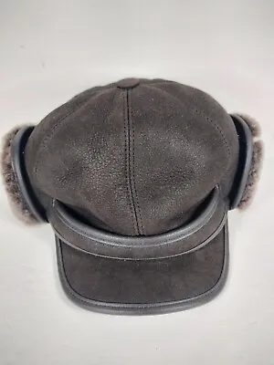 Crowncap Renfrew Double Face Shearling Leather Hat Mens Sz L NWT NEW • $39.95