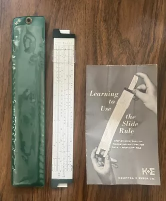 Vintage Keuffel & Esser K&E SLIDE RULE K-12 PREP RULER #68 1892 W/Case & Manual • $15.99