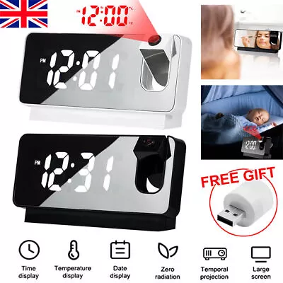 £10.99 • Buy Led Smart Digital Alarm Clock Projection Temperature Projector Lcd Display Time