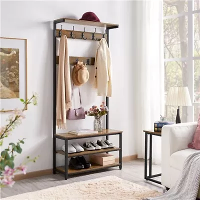 $84.99 • Buy 72.5” H Industrial Hall Tree W/Bench/Shoe Storage 3-in-1 Entryway Coat Rack New