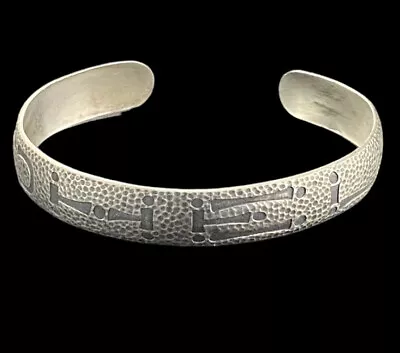 Old Camp Fire Girls Bracelet Arts & Crafts Era Sterling Cuff W/ Motto - WoHeLo • $247.50