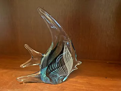 Angel Fish Blue Murano Style Hand Blown Glass Heavy Art Glass. • $25