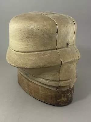 Vintage Puzzle Millinery Wood Hat Block Mold Form Tapered Interlock - Complete • $173.50